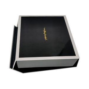 Custom matte black luxury logo printed High end rigid black color foldable paper box
