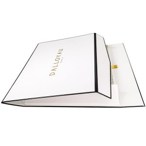 FSC customized gold foil logo White foldable paper box with glossy lamination