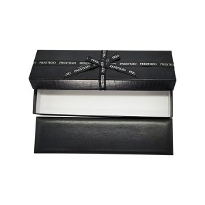 Creative  Black Top & Bottom Luxury fancy texture leather paper box with bow decoration