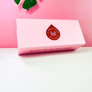 Magnetic Flip Boxes with Die Cutting Cardboard Insert Pink Closure Rigid Boxes with Red and White logo - Custom Printed Packaging Boxes - 5