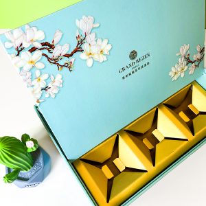 Fresh Blue Color Printing Flip Opened Rigid Boxes with Ribbon Handle and Customized Insert - Custom Printed Packaging Boxes - 3