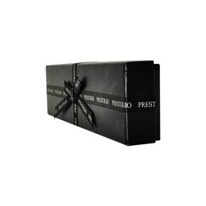Creative  Black Top & Bottom Luxury fancy texture leather paper box with bow decoration - Lid and Base Two Piece Boxes - 3