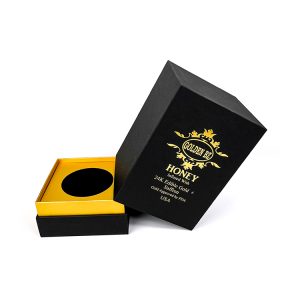 Luxury Recycle black packaging Base and bottom lid  Box  with Insert for honey glass jars