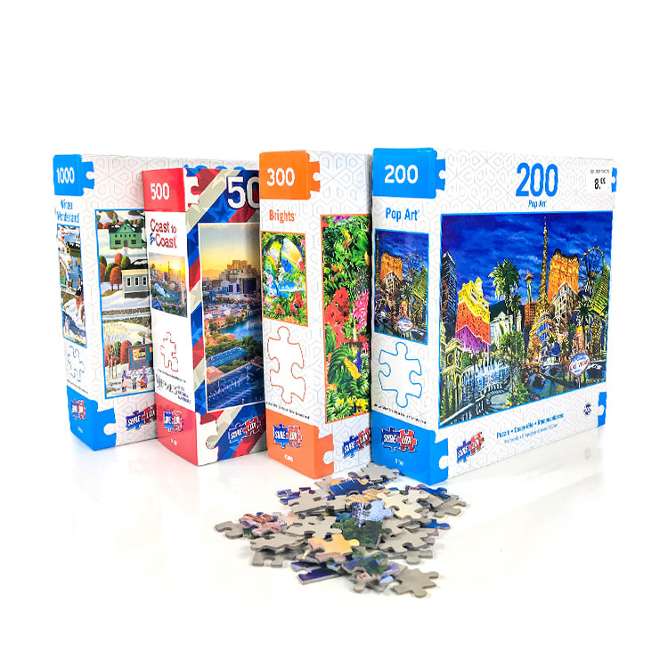 Custom High quality puzzle 1000pcs eco friendly 2 pieces cardboard box for  puzzle products - Lid and Base Two Piece Boxes - 3