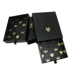 Custom Logo Recycled Black Cardboard Kraft Paper Jewel Packaging Slide Drawer Box - Custom Printed Kraft Packaging Boxes - 4