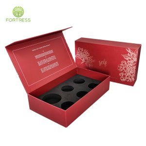 Custom red face cream set gift box with magnets design packaging and hot silver design