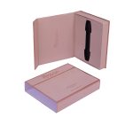 Custom pink cosmetic box with magnets and brand logo