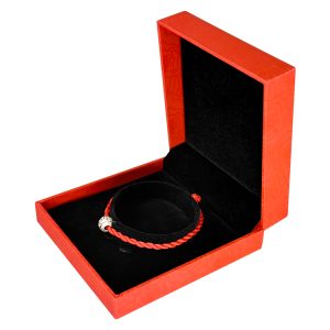 Custom red jewelry gift box with black insert design packaging with glossy lamination