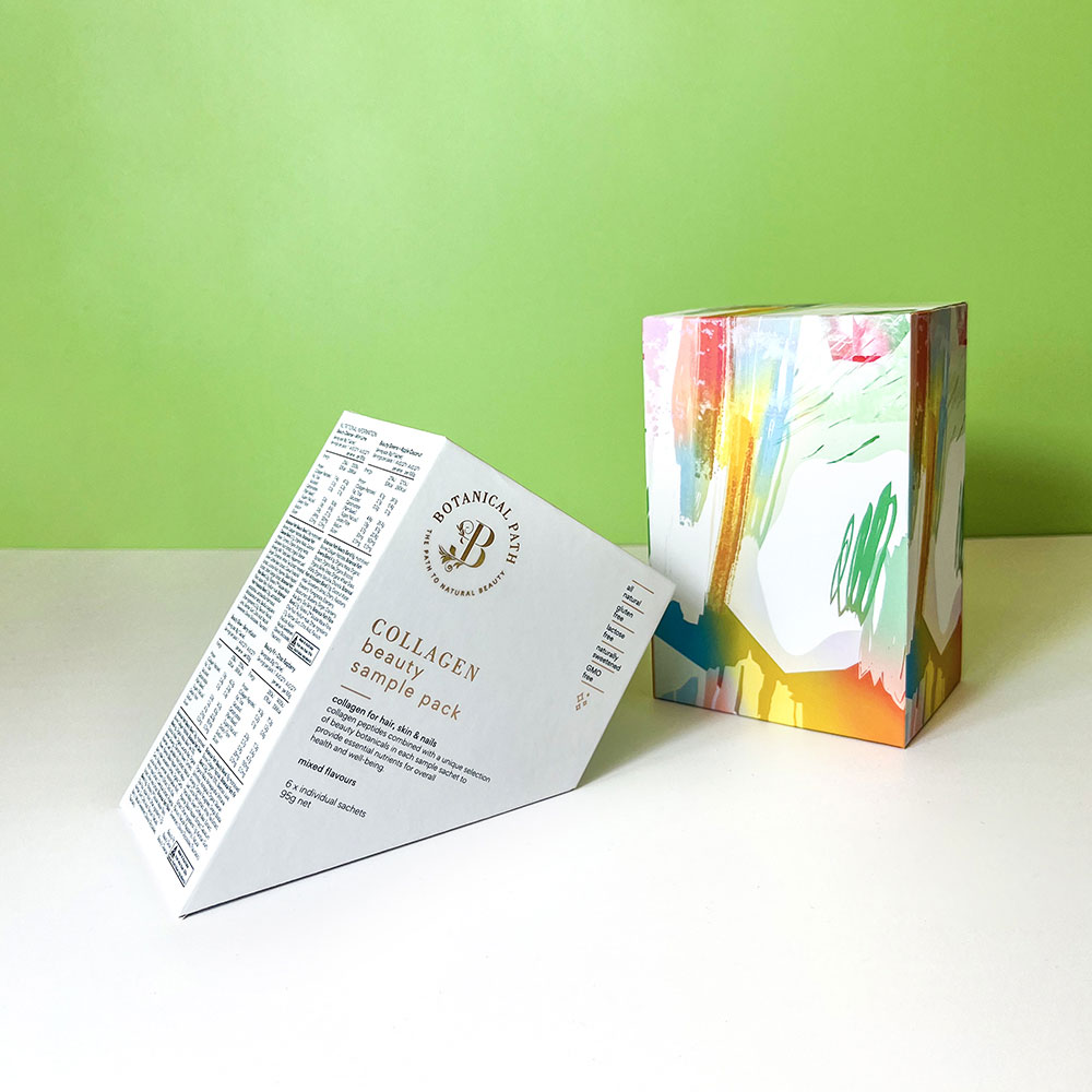 Specialty collagen sachet Durable hardcover  paper boxes for Collagen Protein Powder - Lid and Base Two Piece Boxes - 3