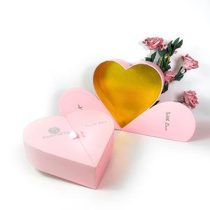 Custom Logo Hot Sale Pink Heart with Magnet Flip Paper Box Packaging