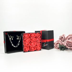 Happy Valentine's Day gift packaging black paper cardboard box with ribbon ornament outside - Custom Printed Cardboard Packaging Boxes - 2
