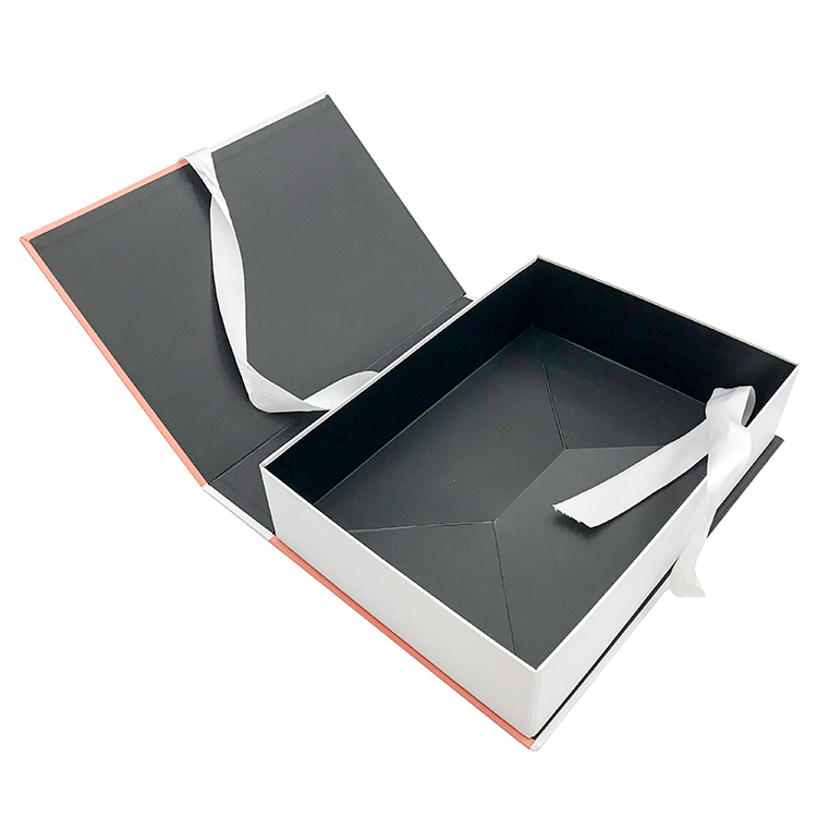 Art coated paper lamination foldable cardboard box with ribbon closure - Lid and Base Two Piece Boxes - 5