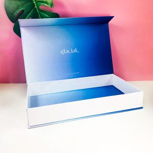 Four panels magnetic closure boxes for gift packaging with blue gradient color for storage - Luxury Gift Box Packaging - 3