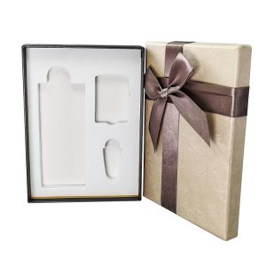 Free Samples Lid-Bottom Boutique Paper Gift Boxes For Beauty With Ribbon Knot