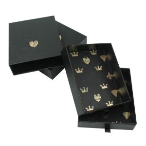 Custom Logo Recycled Black Cardboard Kraft Paper Jewel Packaging Slide Drawer Box - Custom Printed Kraft Packaging Boxes - 2
