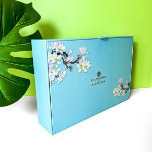 Fresh Blue Color Printing Flip Opened Rigid Boxes with Ribbon Handle and Customized Insert - Custom Printed Packaging Boxes - 4