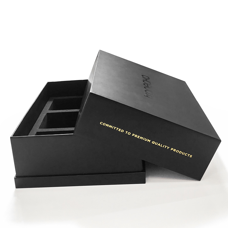 Premium top quality Matte lamination Black  hardcover paper packaging box with slot insert - Lid and Base Two Piece Boxes - 2