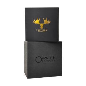 Quality high end black soft touch film premium strong paper watch box with pillow holder - Custom Printed Cardboard Packaging Boxes - 1