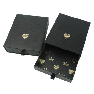 Custom Logo Recycled Black Cardboard Kraft Paper Jewel Packaging Slide Drawer Box