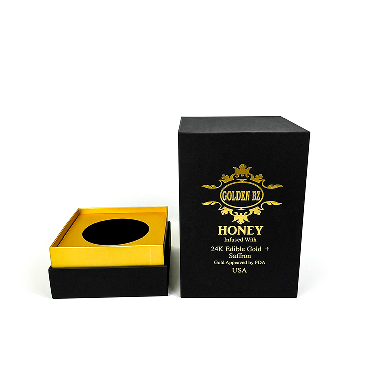 Matt Black Empty  Luxury design wholesale Honey Jar Packaging Paper Gift Box - Lid and Base Two Piece Boxes - 4