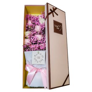 Lid-off sturdy surprise Flower Gift Paper Box With Decoration and brand logo printed - Custom Printed Cardboard Packaging Boxes - 2