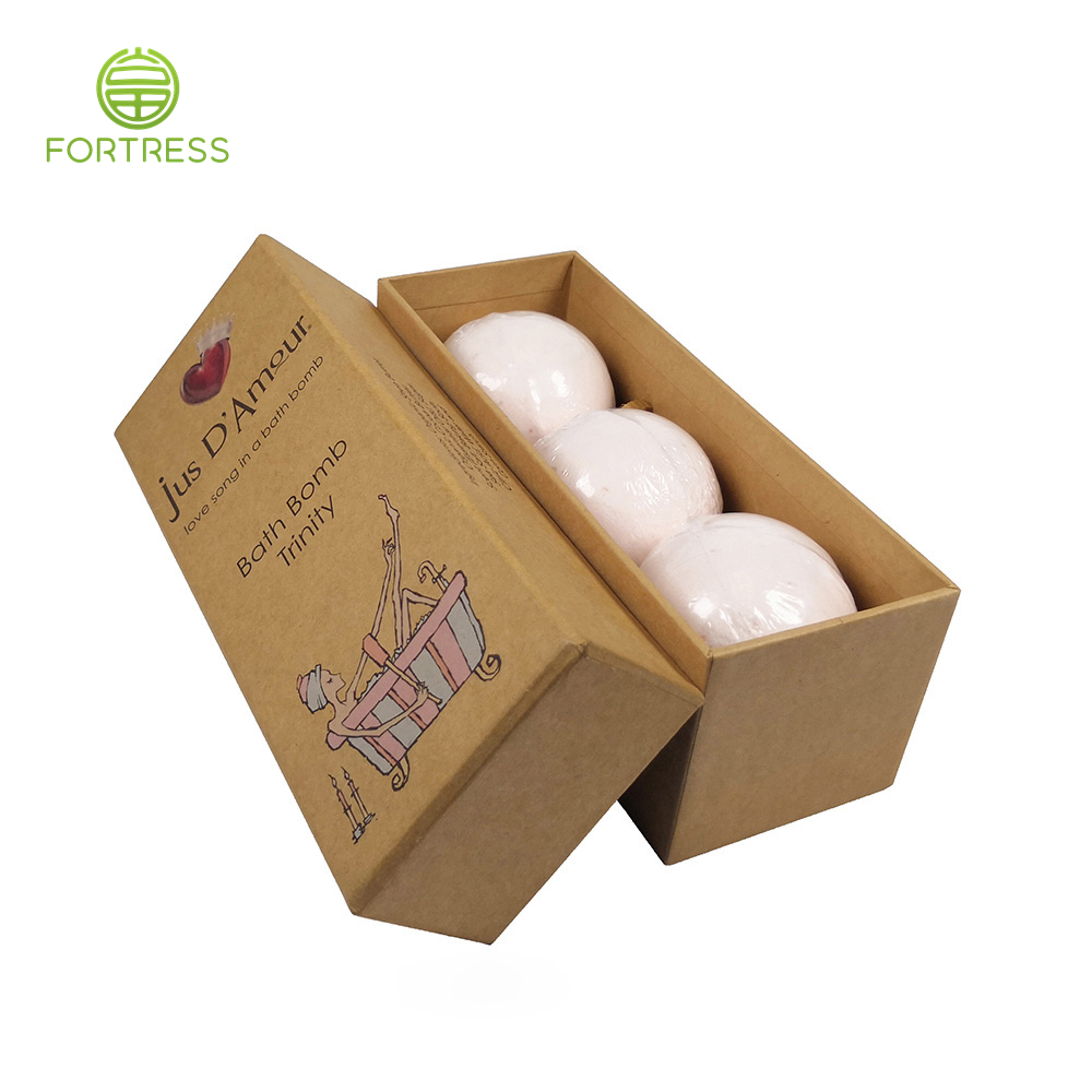 Hot selling recycable Kaft Rigid Cardboard Bath bomb paper packaging  box Biodegradable - Lid and Base Two Piece Boxes - 4