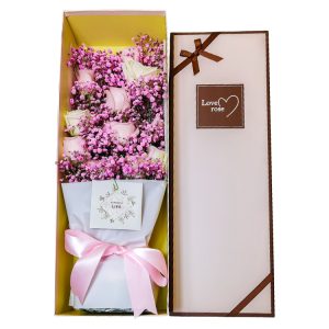 Lid-off sturdy surprise Flower Gift Paper Box With Decoration and brand logo printed - Custom Printed Cardboard Packaging Boxes - 3