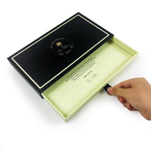 Custom design foil stamp logo slide open cosmetics gift cardboard ribbon pull out drawer box - Custom Printed Kraft Packaging Boxes - 3