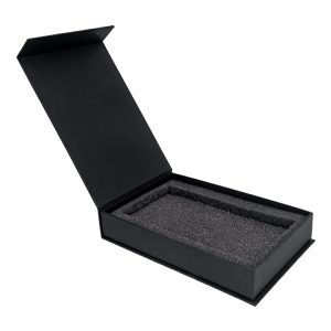 Black Magnetic Closure Rigid boxes with Gold Hot Stamping for Gift Card or Book - Custom Printed Packaging Boxes - 1