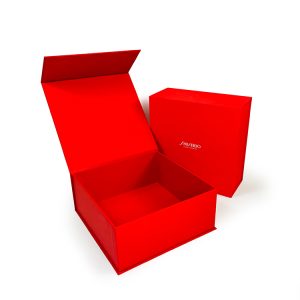 Red Gift Boxes with Customized Logo and Soft Touch Lamination for Skincare Products Storage