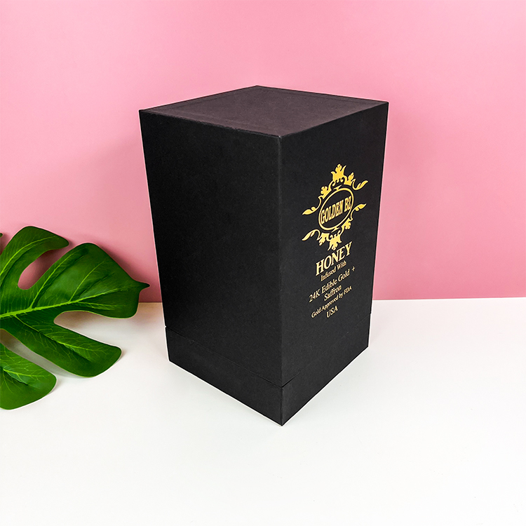 Matt Black Empty  Luxury design wholesale Honey Jar Packaging Paper Gift Box - Lid and Base Two Piece Boxes - 5