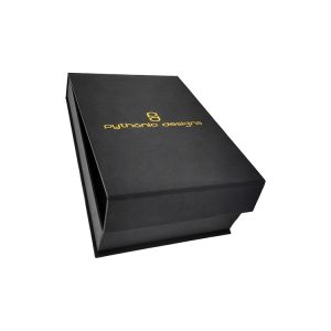 Black Magnetic Closure Rigid boxes with Gold Hot Stamping for Gift Card or Book - Custom Printed Packaging Boxes - 3