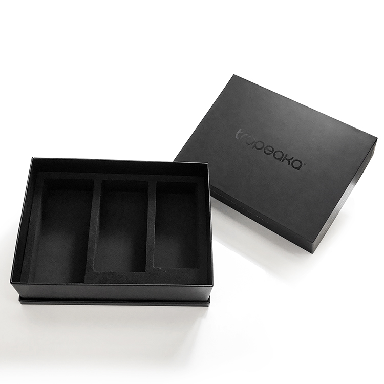 Premium top quality Matte lamination Black  hardcover paper packaging box with slot insert - Lid and Base Two Piece Boxes - 1