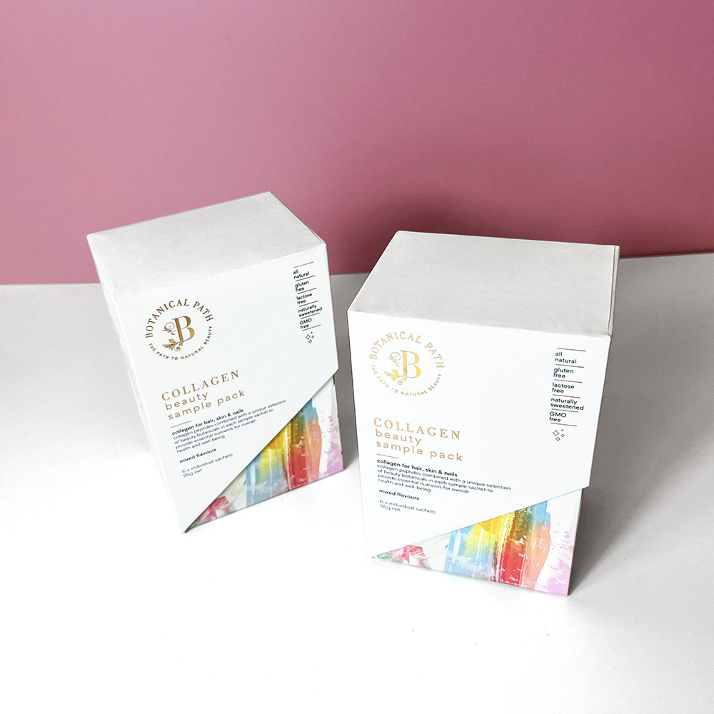 Specialty collagen sachet Durable hardcover  paper boxes for Collagen Protein Powder - Lid and Base Two Piece Boxes - 4