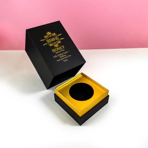 Luxury Recycle black packaging Base and bottom lid  Box  with Insert for honey glass jars