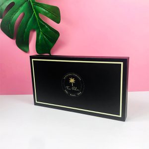 Custom design foil stamp logo slide open cosmetics gift cardboard ribbon pull out drawer box - Custom Printed Kraft Packaging Boxes - 2