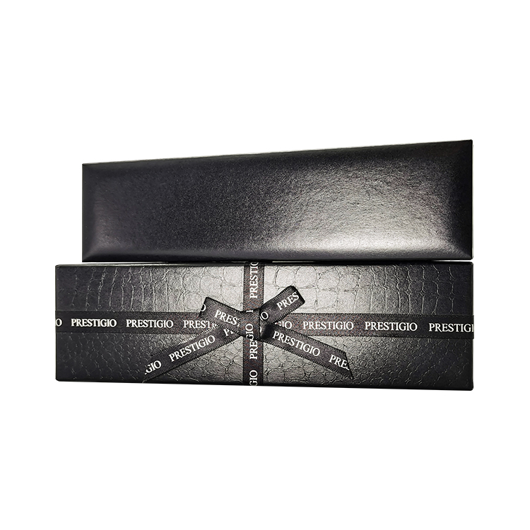 Creative  Black Top & Bottom Luxury fancy texture leather paper box with bow decoration - Lid and Base Two Piece Boxes - 4