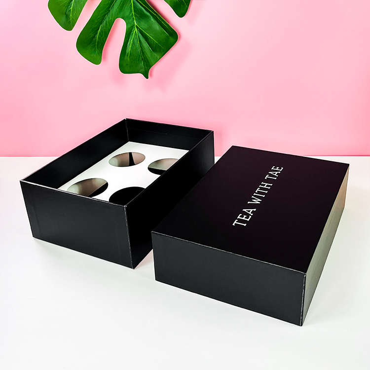 Wholesale  Cardboard Rigid Black Paper Gift Boxes With Cardboard Insert - Lid and Base Two Piece Boxes - 2