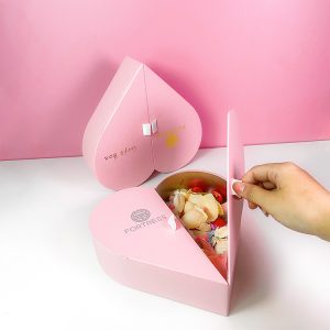 Custom Logo Hot Sale Pink Heart with Magnet Flip Paper Box Packaging - Luxury Gift Box Packaging - 4