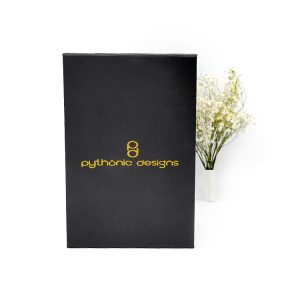 Black Magnetic Closure Rigid boxes with Gold Hot Stamping for Gift Card or Book - Custom Printed Packaging Boxes - 4