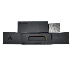 Biodegradable cardboard double open door black kraft paper box with logo design - Luxury Gift Box Packaging - 1