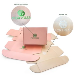 Kraft e-flute quality corrugated box mailer packaging style with green hot stamping logo - Custom Printed Corrugated Packaging Boxes - 4