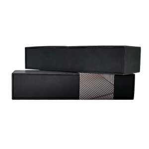 Biodegradable cardboard double open door black kraft paper box with logo design - Luxury Gift Box Packaging - 3