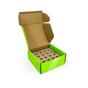 Green color mailer  self seal zipper paper corrugated box for cosmetic transportation