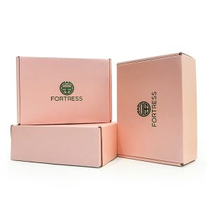 Kraft e-flute quality corrugated box mailer packaging style with green hot stamping logo