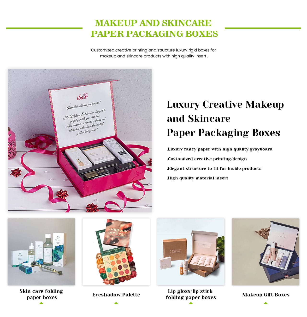 Creative Makeup and Skincare fancy Paper Packaging Luxury Printed Magnetic Boxes