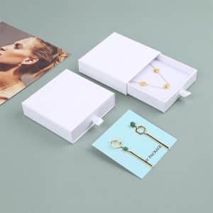 Customized branded packaging gift paper drawer box to be eye catching for earring packaging